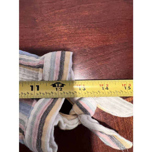 Soft Surroundings White Blue Striped Button Up Shirt Size Medium - Picture 9 of 10